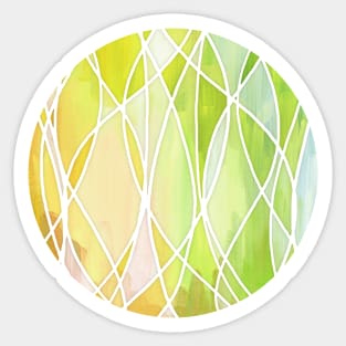 Lemon & Lime Love - abstract painting in yellow & green Sticker